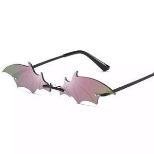 NEW Purple Green Bat Novelty Gothic Alternative Trendy Sunglass